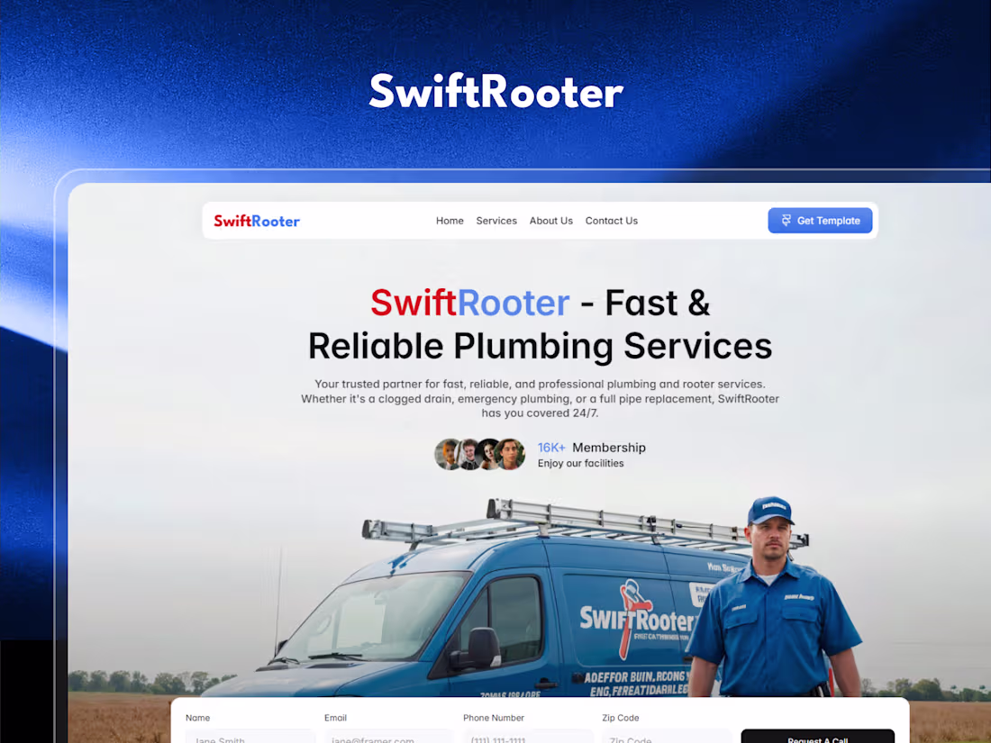 Cover image for SwiftRooter : Plumbing Service Framer Website Template