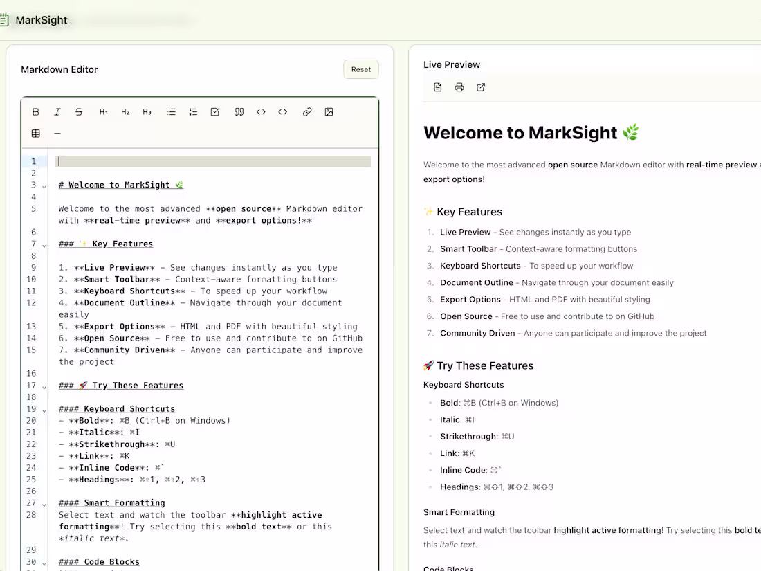 Cover image for MarkSight - Advanced Markdown Editor with Real-time Preview