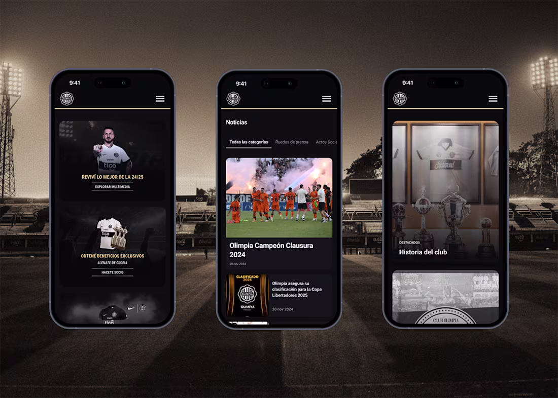 Cover image for Club Olimpia Official UI UX Mobile