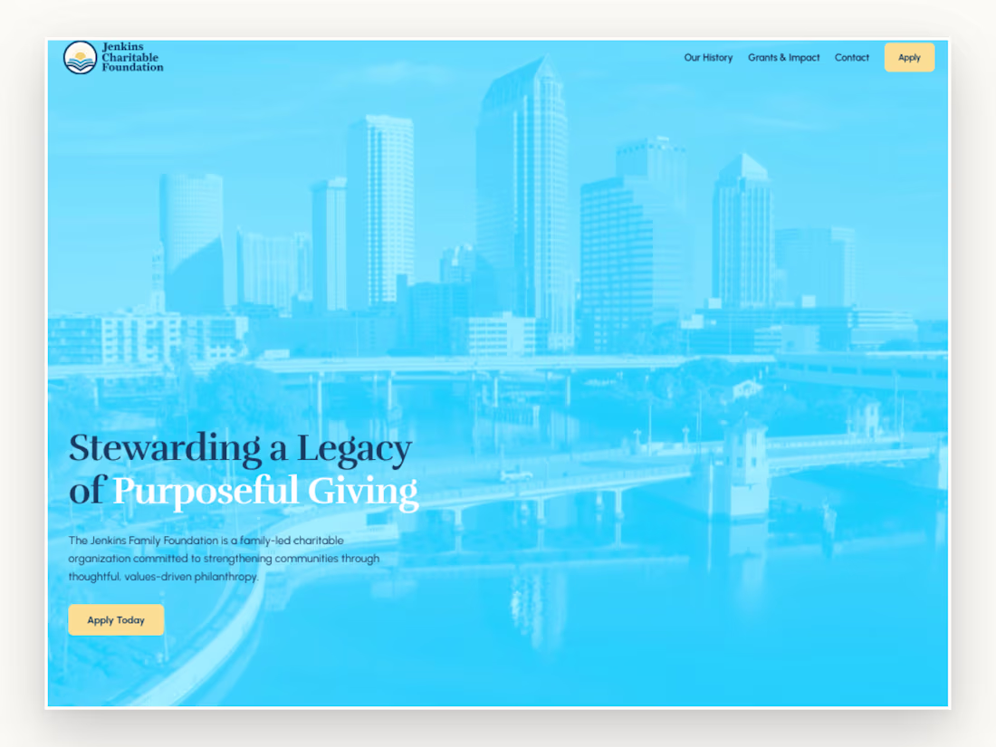 Cover image for Jenkins Charitable Foundation Website