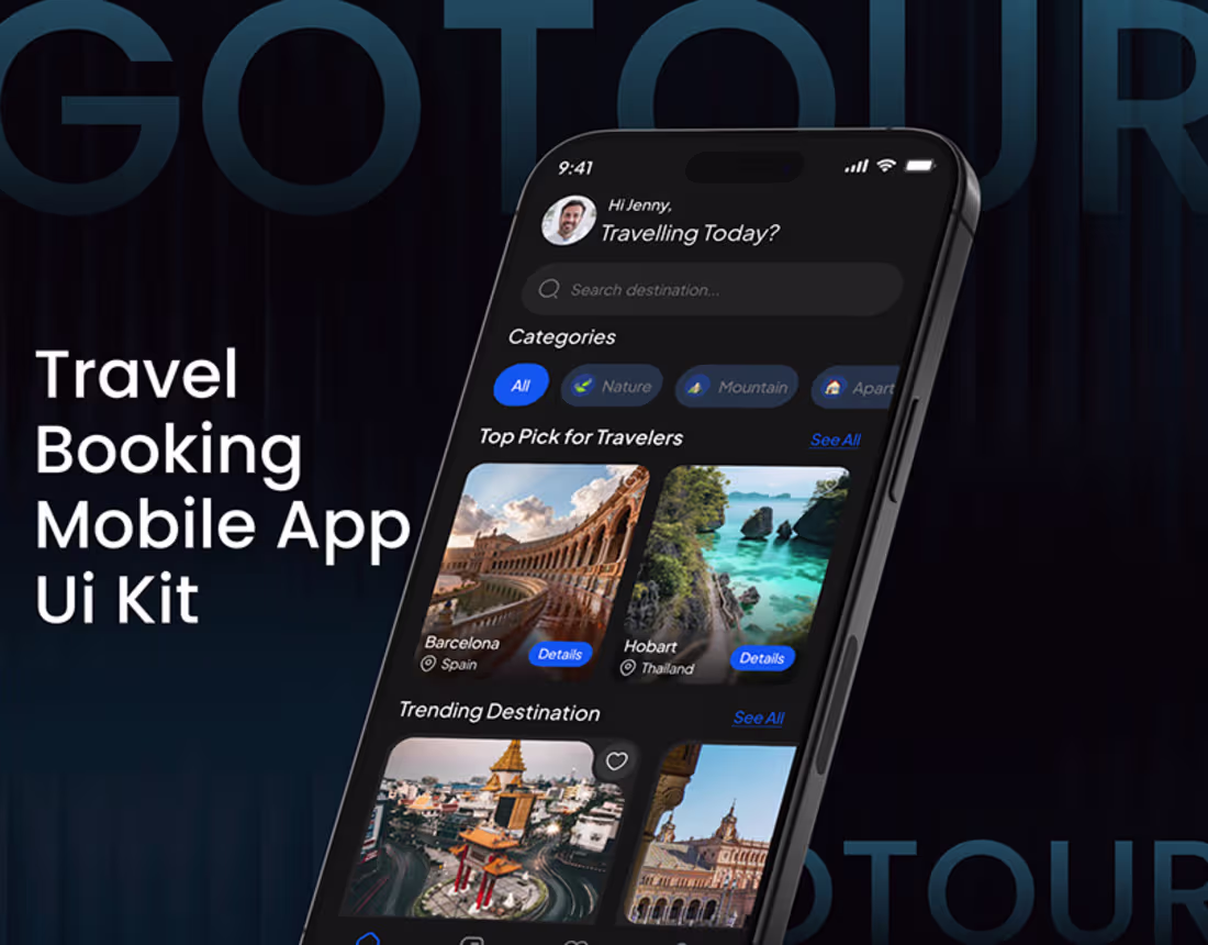 Cover image for Go tour Travel Booking Mobile App Kit