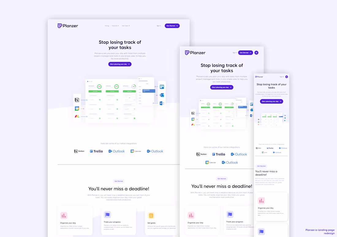 Cover image for Planzer landing page redesign