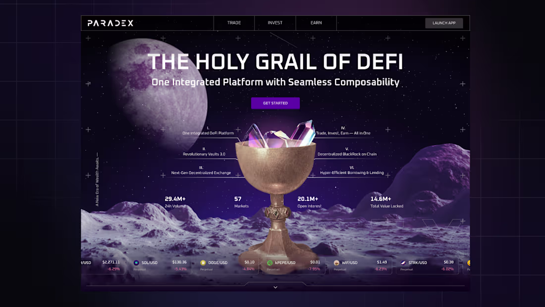 Cover image for PARADEX | Futures DeFi Trading Hero Design