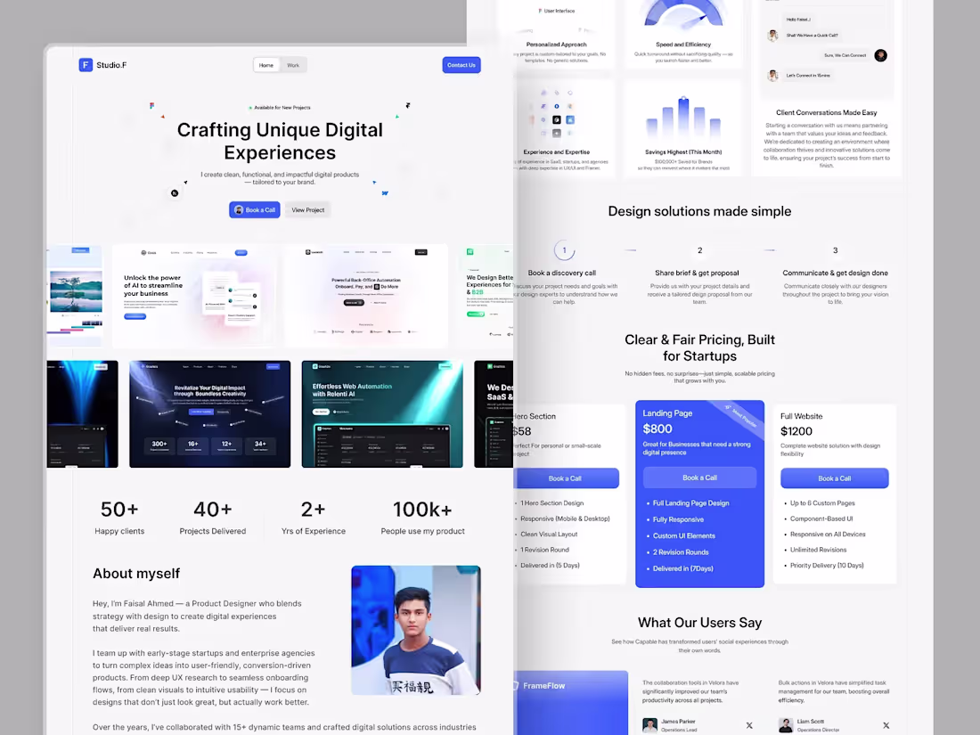 Cover image for Sleek and Minimal Portfolio Landing Page Design