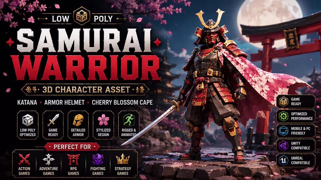 Cover image for Low Poly Samurai Warrior 3D
