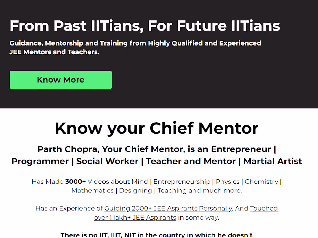 Cover image for IITJEE Mentorship