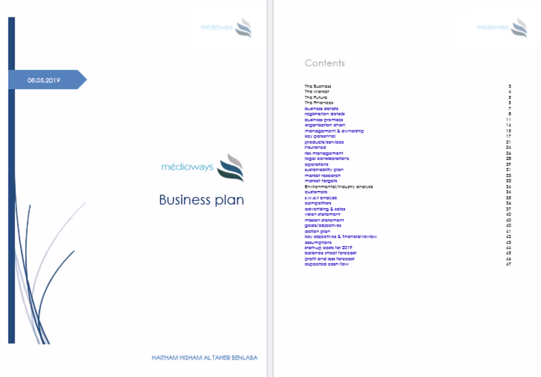 Cover image for Medioways Business Plan 