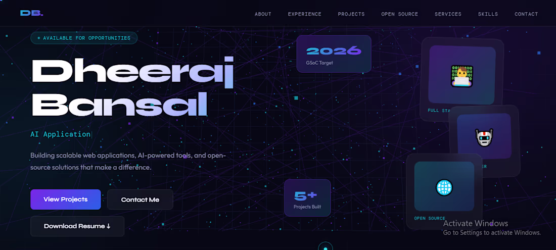 Cover image for The portfolio showcases my projects, technical