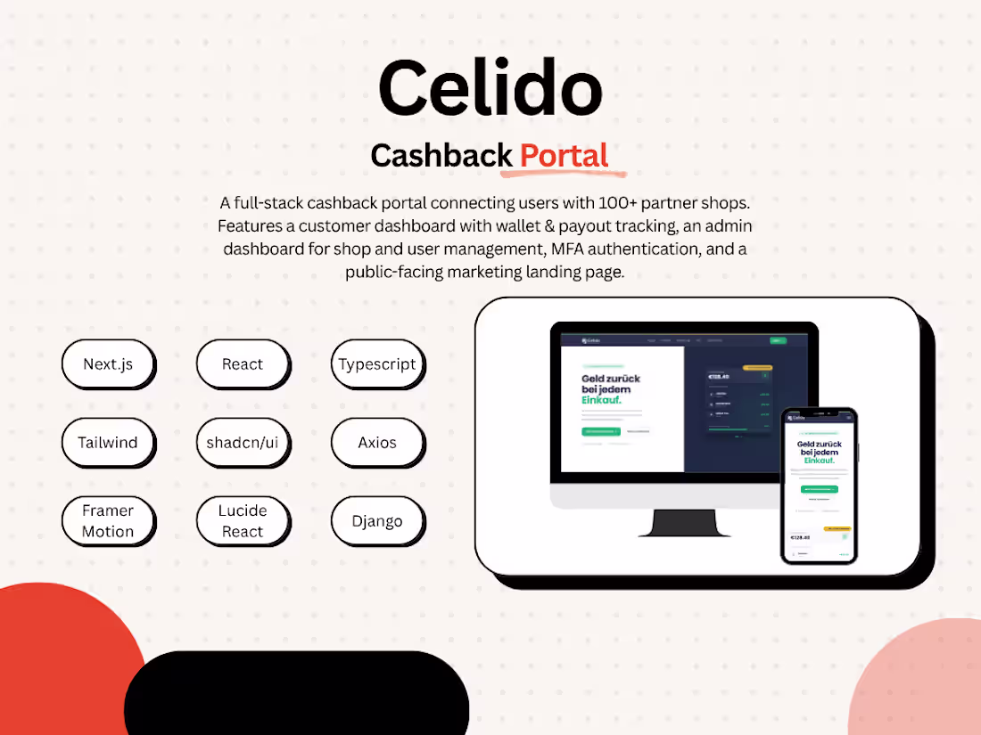Cover image for Celido is a full-stack cashback