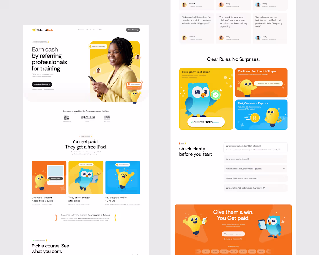 Cover image for Landing page for training referral