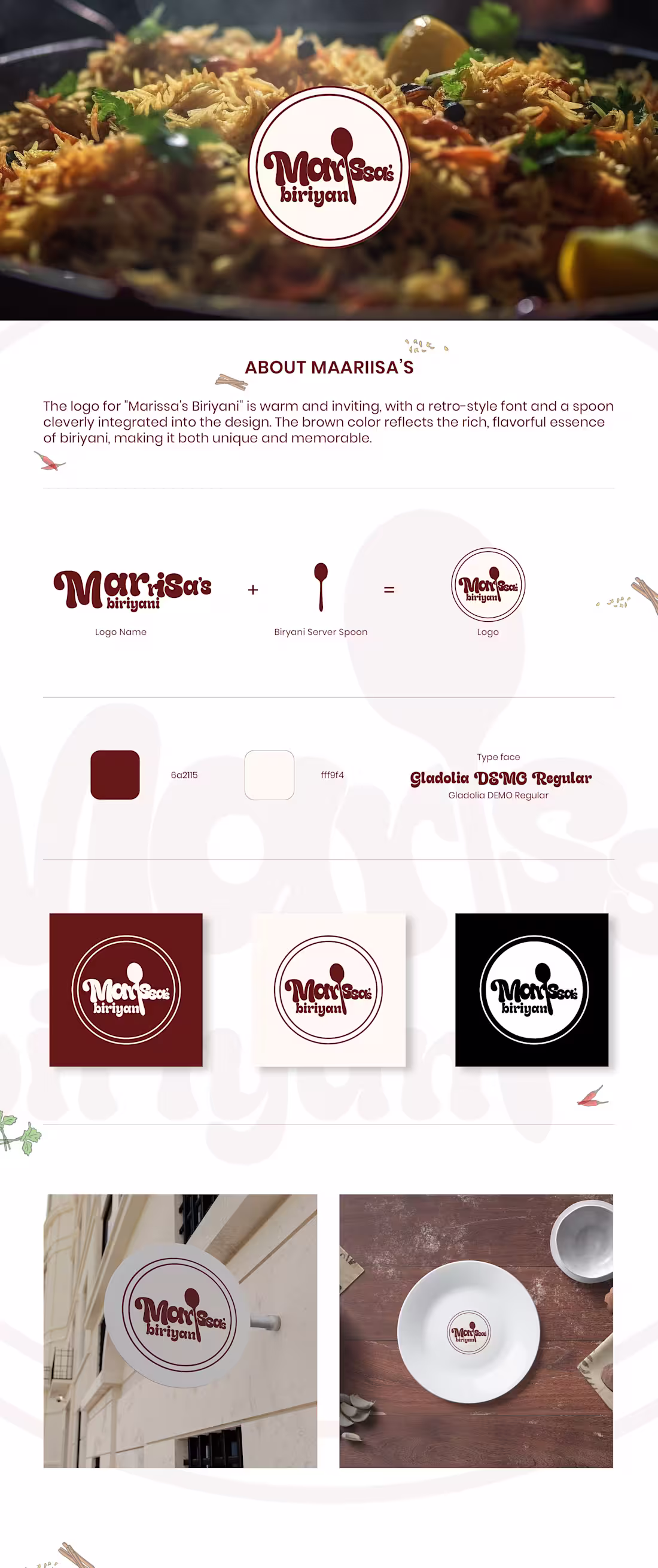 Cover image for Logo Design (Marissa's Biriyani )