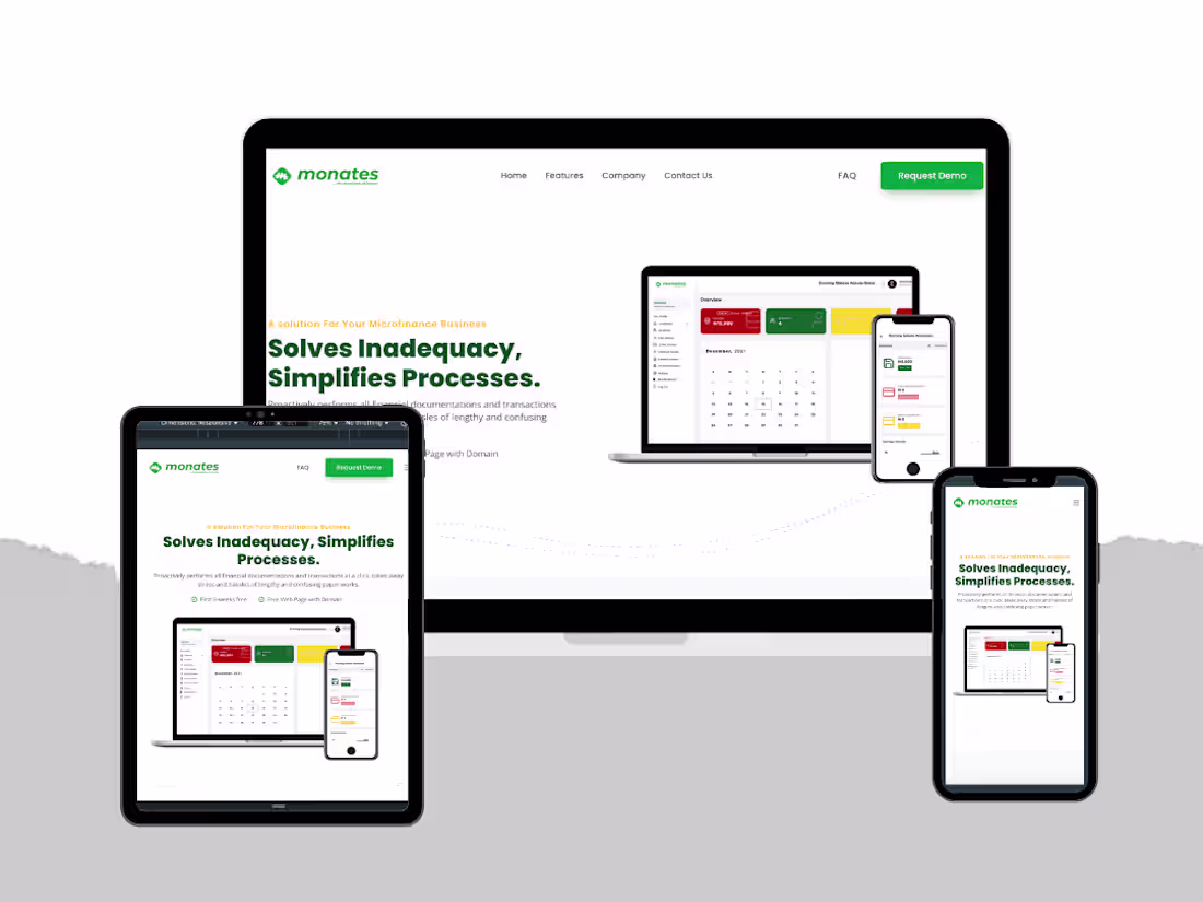 Cover image for Monates Landing Page | Web Design