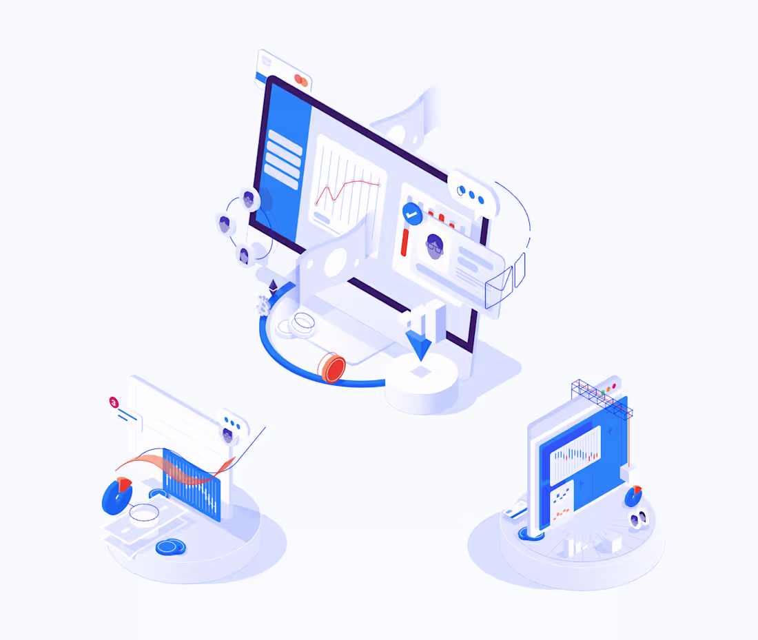 Cover image for isometric illustrations for a fintech company