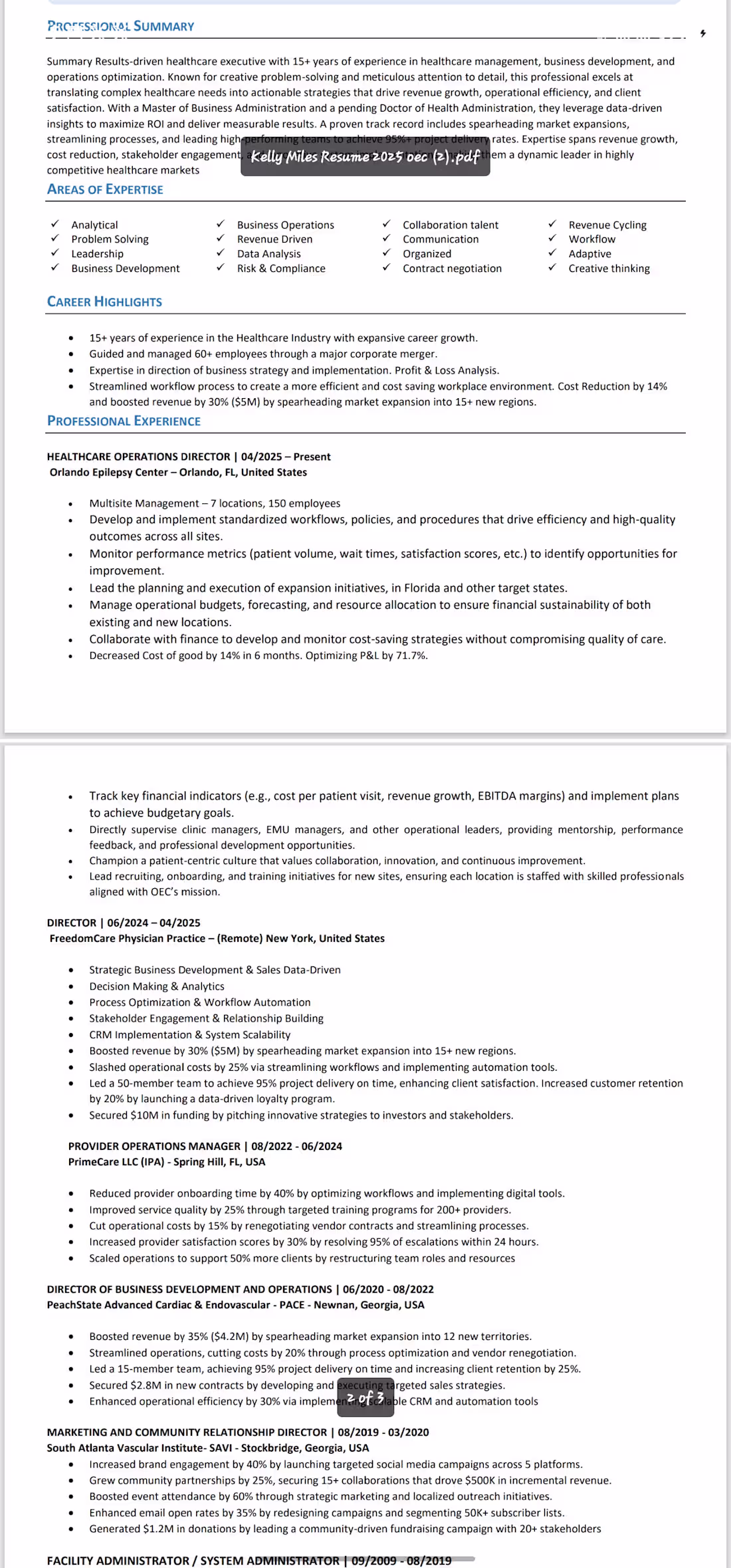 Cover image for Executive Healthcare Resume & ATS