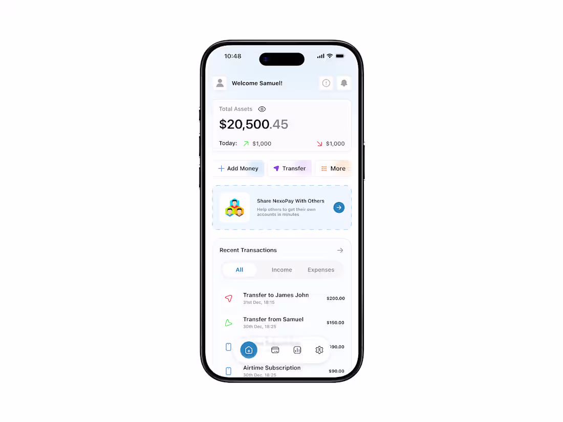 Cover image for Fintech Mobile App Dashboard UI (UX/UI Design) Designed a cl...