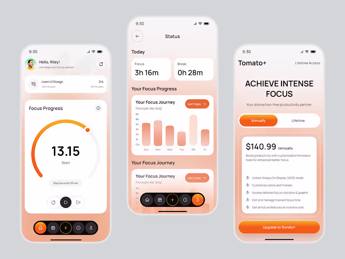 Cover image for Pomodoro Timer App Design