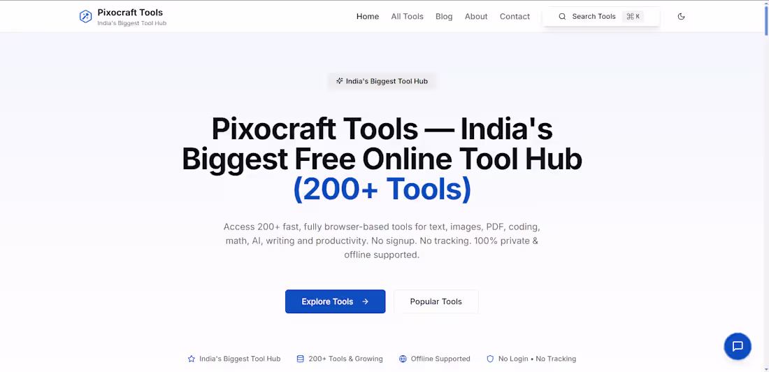 Cover image for We've launched Pixocraft Tools, India's largest FREE web too...