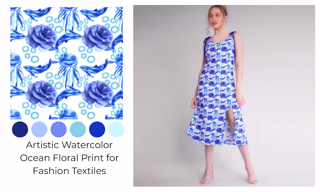 Cover image for "Artistic Watercolor Ocean Floral Print