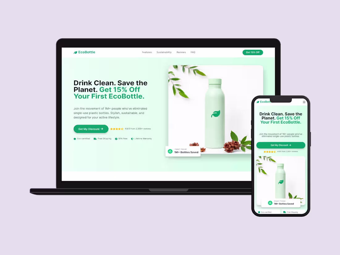 Cover image for EcoBottle: High-conversion landing page and funnel design