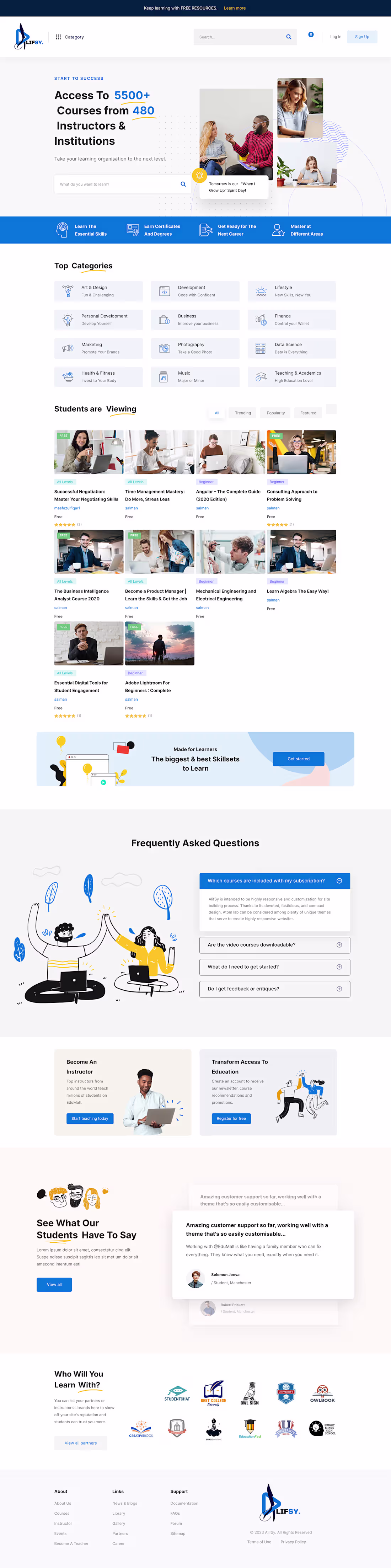 Cover image for E-Learning UI Design "ALIFSY"