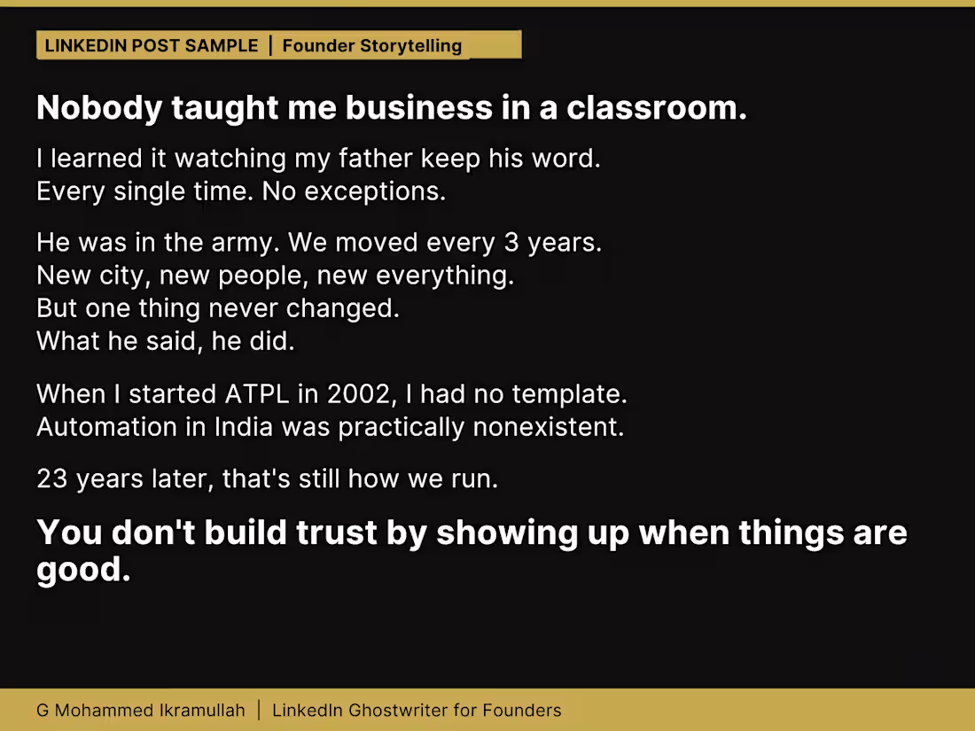 Cover image for LinkedIn Founder Storytelling Post -