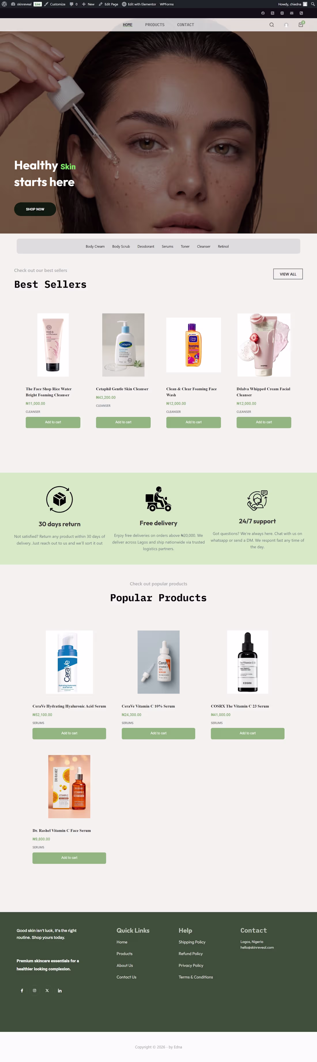 Cover image for WooCommerce skincare store built with