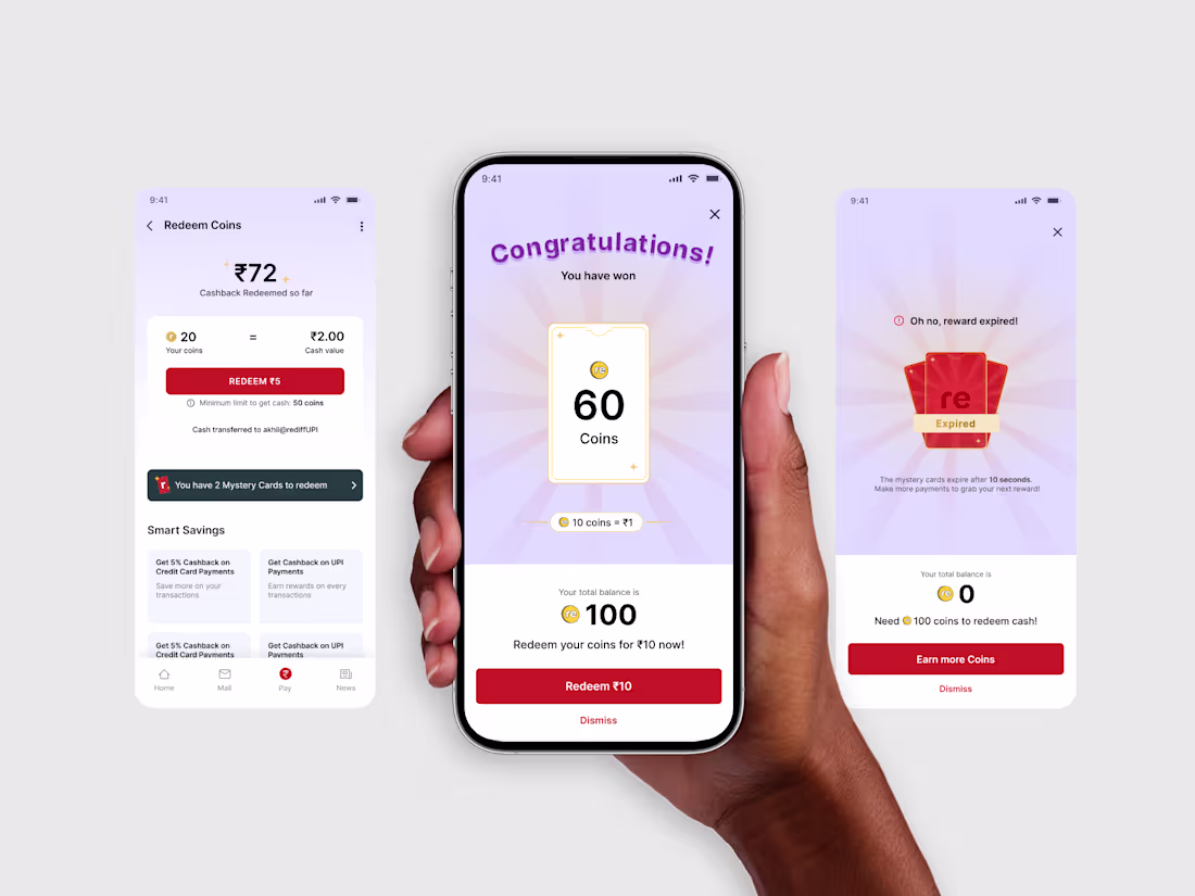 Cover image for Cashback Flow design for Rediff