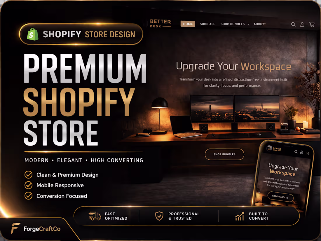 Cover image for Premium Shopify Store Design for Better Desk Brand