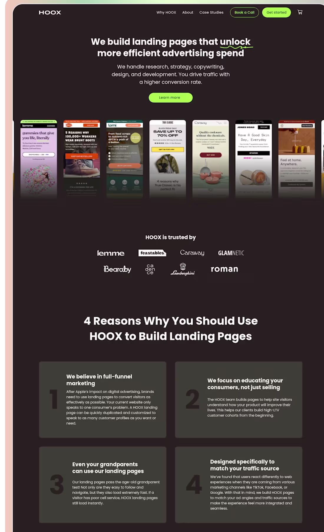 Cover image for This screenshot shows a well-structured landing page for "HO...