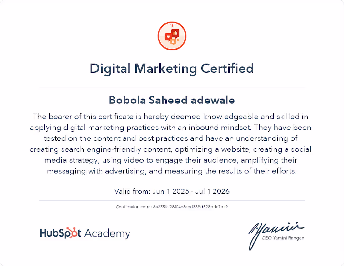 Cover image for My Digital Marketing Certificate