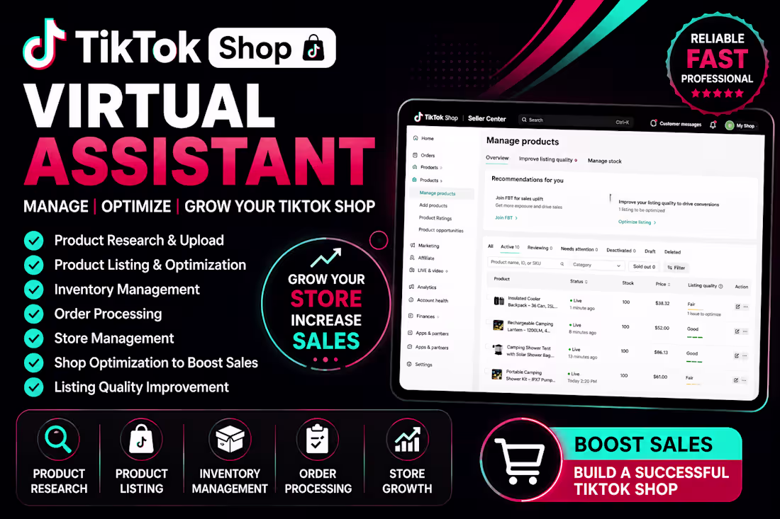 Cover image for TikTok Shop Management & Product Listing Optimization