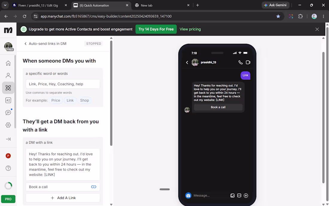 Cover image for Instagram DM Automation — ManyChat