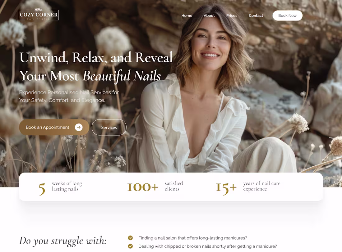 Cover image for Cozy Corner – Nail Salon Website Design and Development