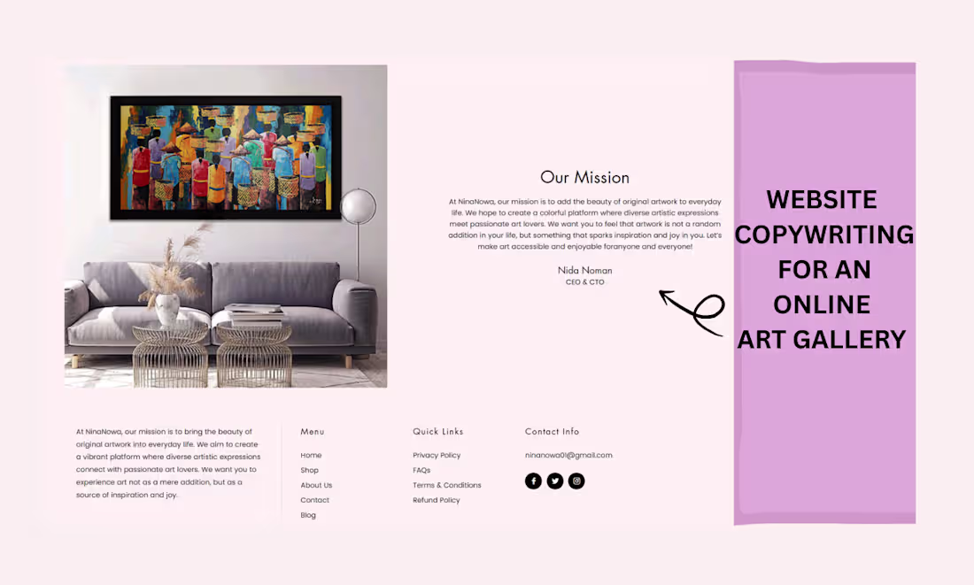 Cover image for Website Content for Ninanowa