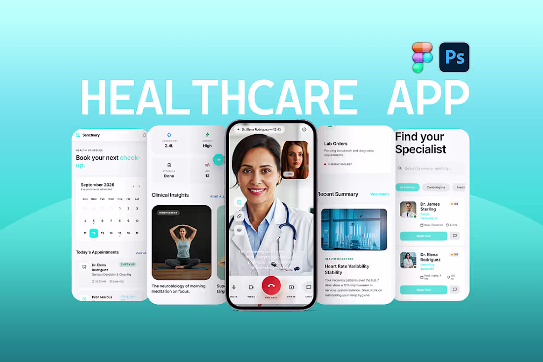 Cover image for Healthcare Mobile App UI |