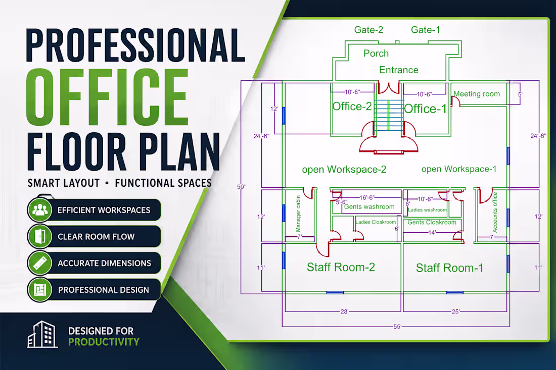 Cover image for Modern Office 2D Floor Plan