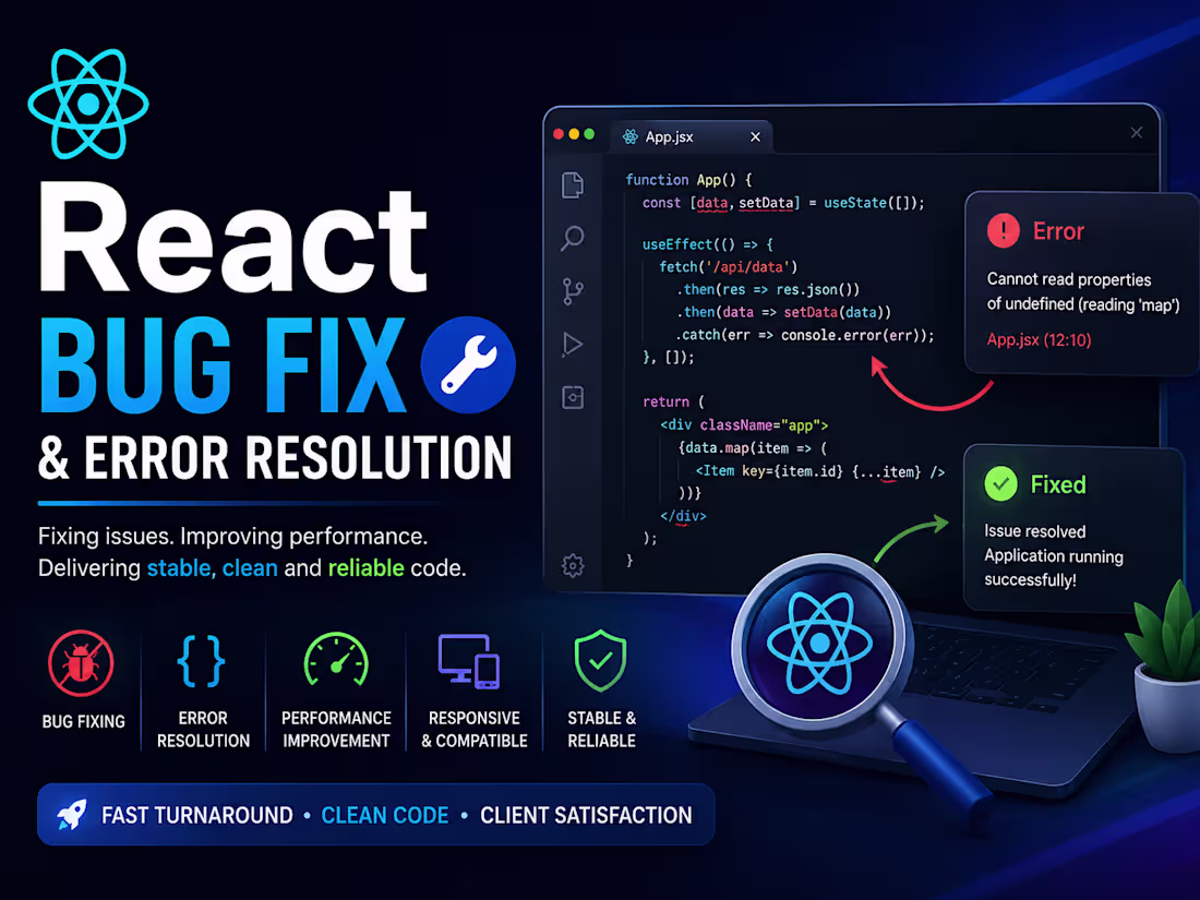 Cover image for React Bug Fix & Error Resolution