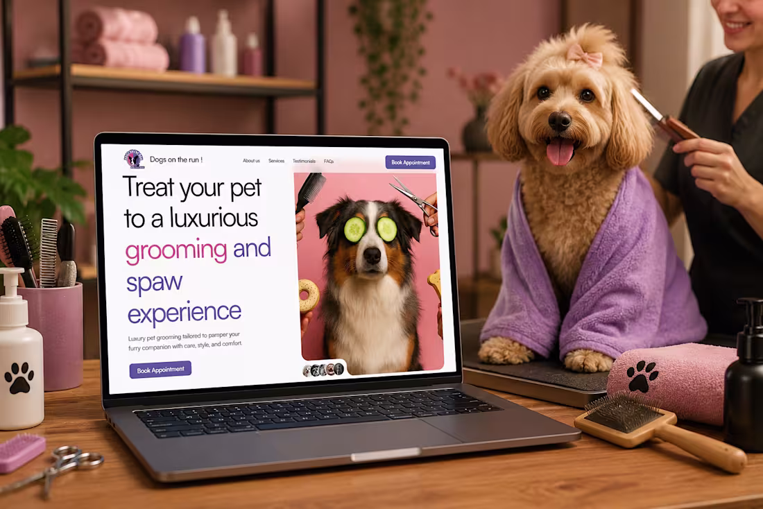 Cover image for Dogs on the Run — Dog Grooming Website