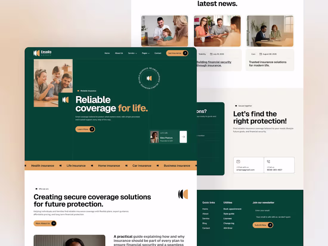 Cover image for Ensoro - Insurance Website Template