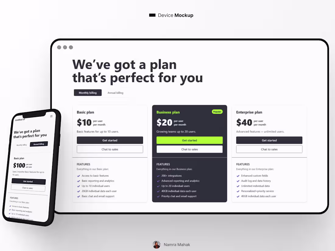 Cover image for Responsive Pricing Page Development