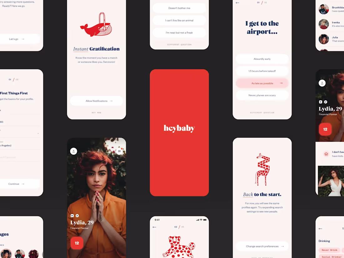Cover image for heybaby high-trust dating, iOS + Android