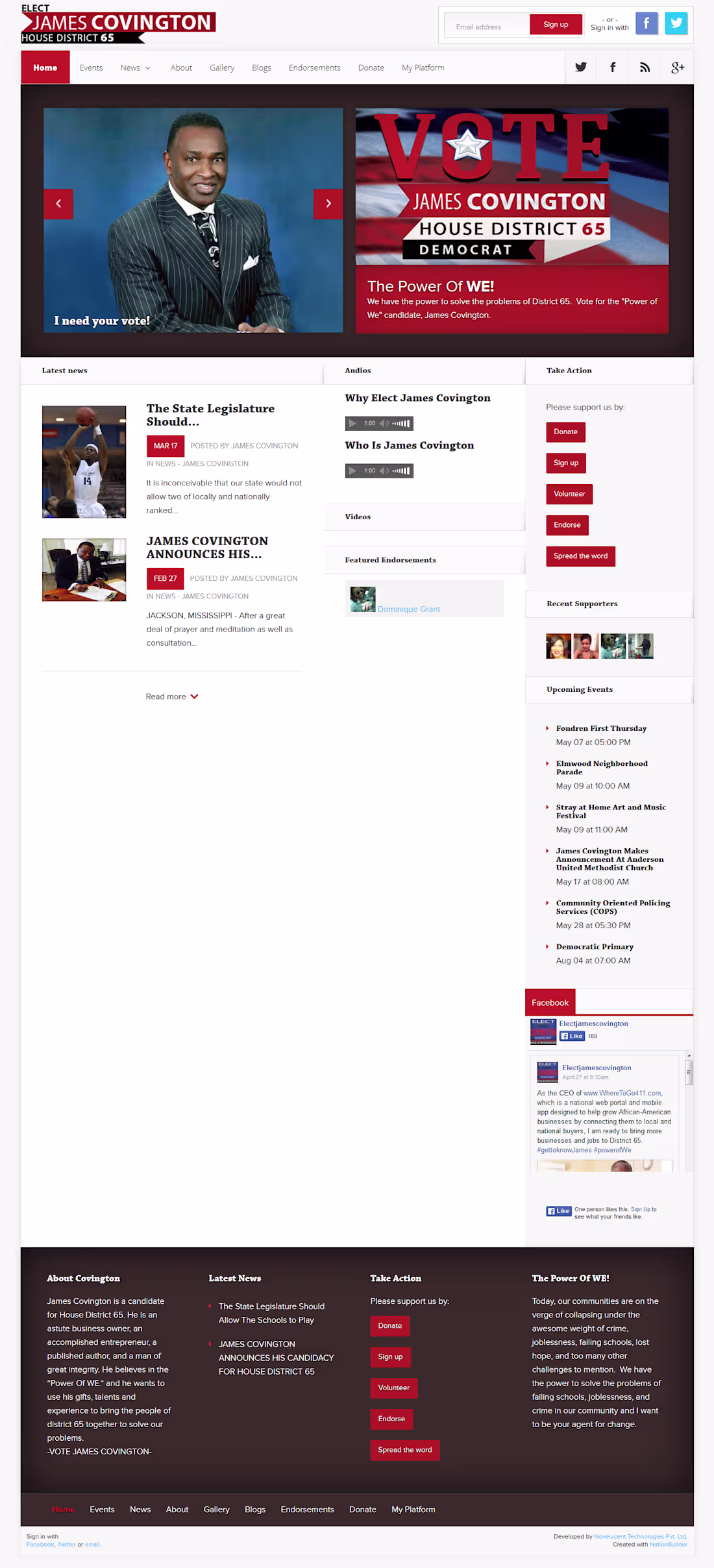 Cover image for NationBuilder site for political campaign