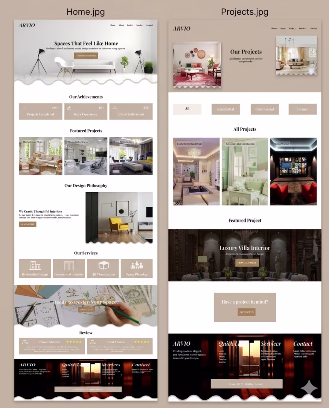 Cover image for ARVIO — Interior Designer Website
