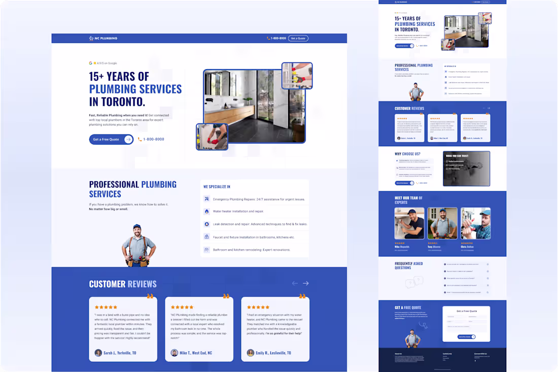 Cover image for Framer landing page for Plumbing