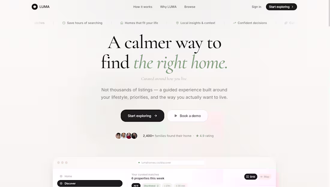 Cover image for LUMA Homes: Premium PropTech Discovery Experience