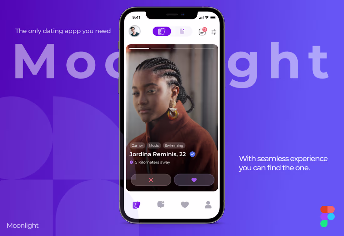Cover image for Moonlight: Designed a Seamless Dating App and Website