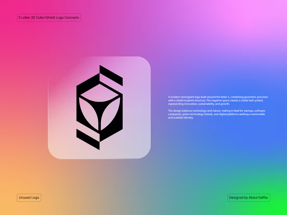 Cover image for S Letter 3D Cube Shield