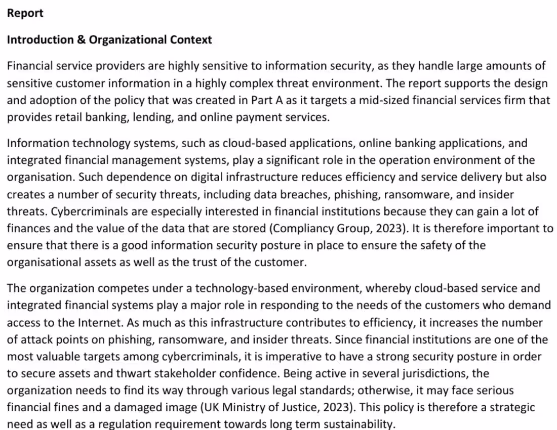 Cover image for Information Security Policy Report —
