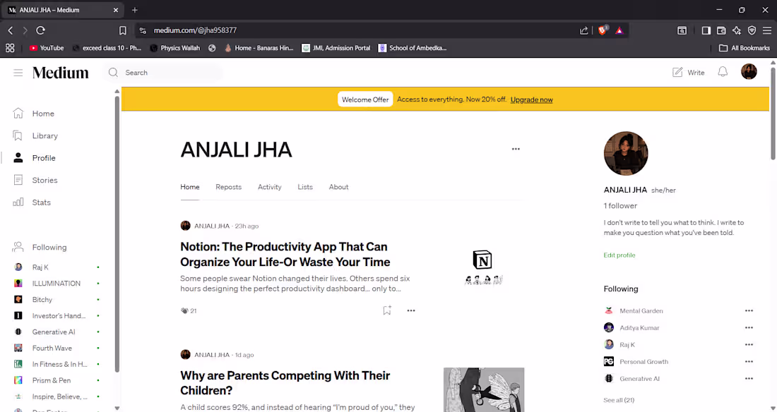 Cover image for Medium site where I post