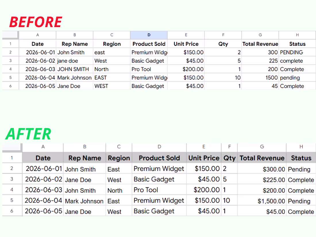Cover image for Data Cleaning & Spreadsheet Formatting
Transformed
